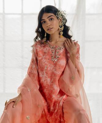 Pink Georgette Embroidered Straight Kurta Set 5