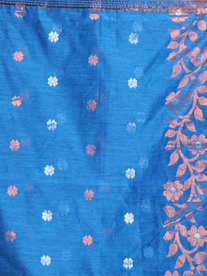 Black Blended Cotton Handwoven Saree With Zari Woven Floral Motifs And Designs 6