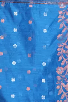 Black Blended Cotton Handwoven Saree With Zari Woven Floral Motifs And Designs