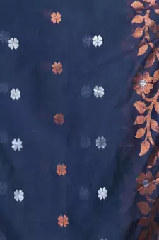 Green Blended Cotton Handwoven Saree With Zari Woven Floral Motifs And Designs