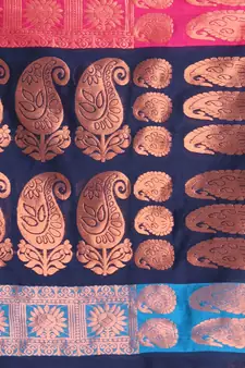 Sapphire Blue Blended Cotton Handwoven Saree With Woven Zari Paisley Designs