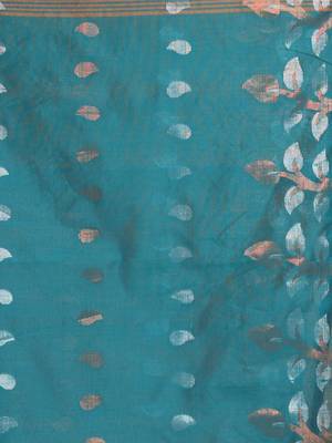 Tortilla Brown Cotton Handspun Saree With Paisley Motifs And Foliage Zari Pallu 6