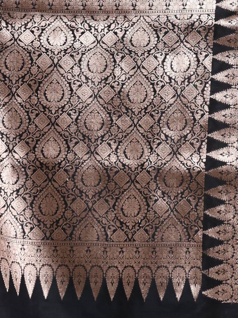 Black Silk Handwoven Saree With Zari Woven Designs And Patterns ...