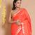 Orange Silk Handwoven Saree With Zari Temple Borders And Chevron Pallu