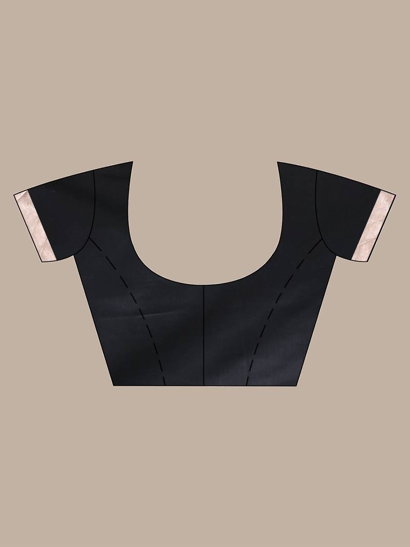 Black Silk Handwoven Saree With Temple Borders And Ethnic Patterns