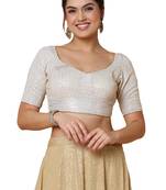 Salwar Studio Women's Off White Georgette Readymade Saree Blouse