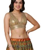 Gold Silk Sequin Work Readymade Blouse