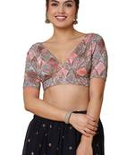 Salwar Studio Women's Multi Chiffon Readymade Saree Blouse