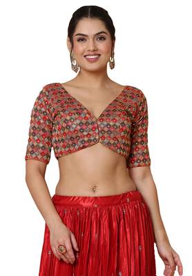 Salwar Studio Women's Multi Georgette Readymade Saree Blouse 1