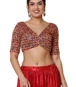 Salwar Studio Women's Multi Georgette Readymade Saree Blouse