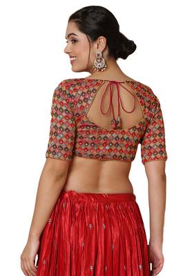 Salwar Studio Women's Multi Georgette Readymade Saree Blouse 2