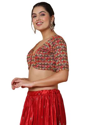 Salwar Studio Women's Multi Georgette Readymade Saree Blouse 3