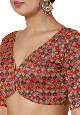 Salwar Studio Women's Multi Georgette Readymade Saree Blouse 5
