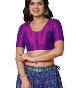 Salwar Studio Women's Purple Mulbury Silk Readymade Saree Blouse