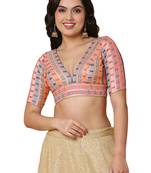 Salwar Studio Women's Multi Jacquard Readymade Saree Blouse