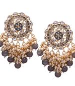 Gold Plated Traditional Handcrafted Meenakari Kundan & Pearl Studded Earrings For Women 