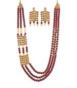 Traditional Pearl & Kundan Meenakari Multistrand Necklace Jewellery Set With Earrings For Women 