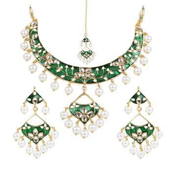 Kundan Meenakari Necklace Jewellery Set For Women  1
