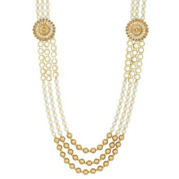 Traditional Dulha Moti Mala with Stone Kundan Maharaja Haar/Groom Necklace For Men  1