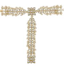 Gold Plated Embellish With Kundan & Pearl Adjustable Haath Phool/Panja Bracelet 
