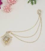 Eye Catching Stone Studded Three Chain Pin Brooch for Men Sherwani Suit Blazer Kurta Brooch 