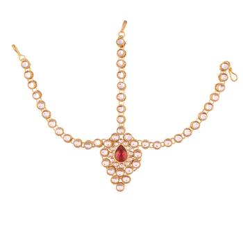 Traditional Kundan & Pearl Multi-Colour Matha Patti/Maang Tikka for Women  2