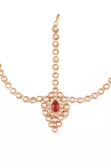 Traditional Kundan & Pearl Multi-Colour Matha Patti/Maang Tikka for Women 