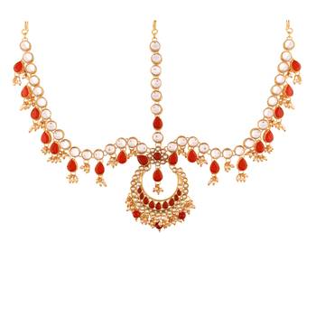 Traditional Kundan & Pearl Matha Patti/Maang Tikka for Women  1