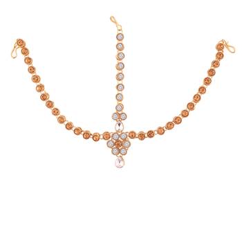Traditional Kundan & Pearl Matha Patti/Maang Tikka for Women  2