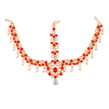 Kundan & Pearl Maang Tikka/Matha Patti for Women  1