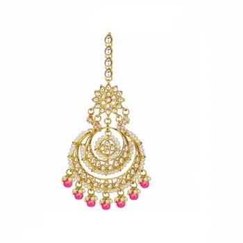 Traditional Kundan Studded with Pearl Maang Tikka for Women/Girls  1