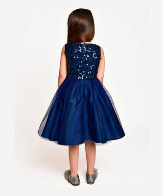 Jelly Jones sequance  embelished Net Partywear Dress- Navy 2