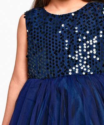 Jelly Jones sequance  embelished Net Partywear Dress- Navy 4
