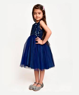 Jelly Jones sequance  embelished Net Partywear Dress- Navy 5