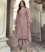 Light-purple embroidered net salwar