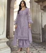 Lavender embroidered net salwar