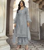 Grey embroidered net salwar