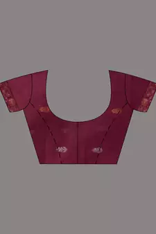 Plum Purple Blended Cotton Handwoven Saree With Woven Floral Zari Designs
