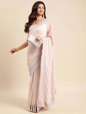 Kasee Designer Multi Thread Fancy Lavender Diamond Work Saree  2