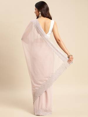 Kasee Designer Multi Thread Fancy Lavender Diamond Work Saree  3