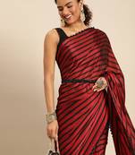 Kasee Maroon Fancy Digital Saree With Sequence Work Flower Design Border Work Saree