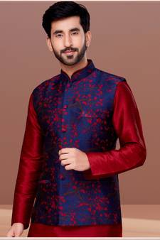 Designer Function Wear Kurta Pyjama With Jacket Set