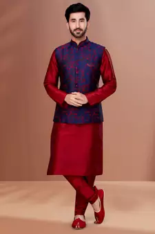 Designer Function Wear Kurta Pyjama With Jacket Set