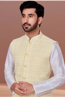 Designer Function Wear Kurta Pyjama With Jacket Set