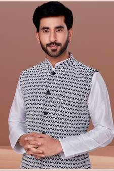 Designer Function Wear Kurta Pyjama With Jacket Set