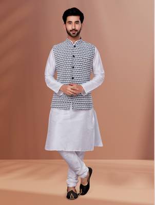 Designer Function Wear Kurta Pyjama With Jacket Set 2
