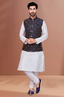 Designer Function Wear Kurta Pyjama With Jacket Set