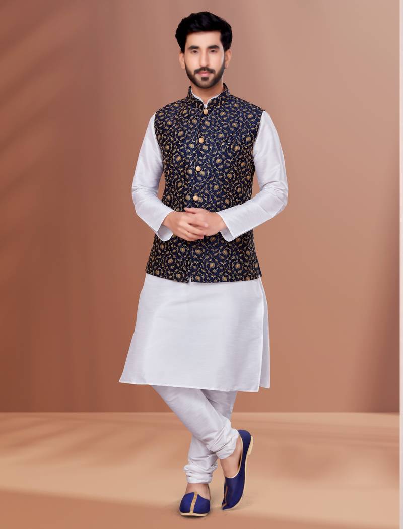 Designer Function Wear Kurta Pyjama With Jacket Set