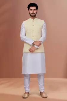 Designer Function Wear Kurta Pyjama With Jacket Set