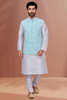 Designer Function Wear Kurta Pyjama With Jacket Set